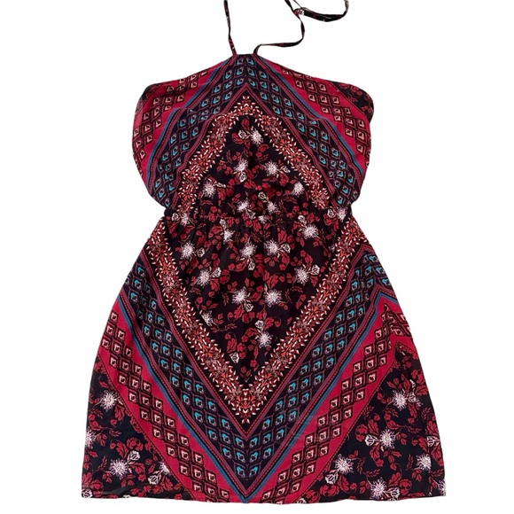 Boho Tribal Patterned Halter Mini Dress w/ Slip | Express | Small - Picture 3 of 7